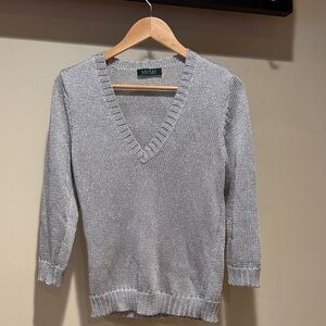 Ralph Lauren Silver V-Neck Sweater